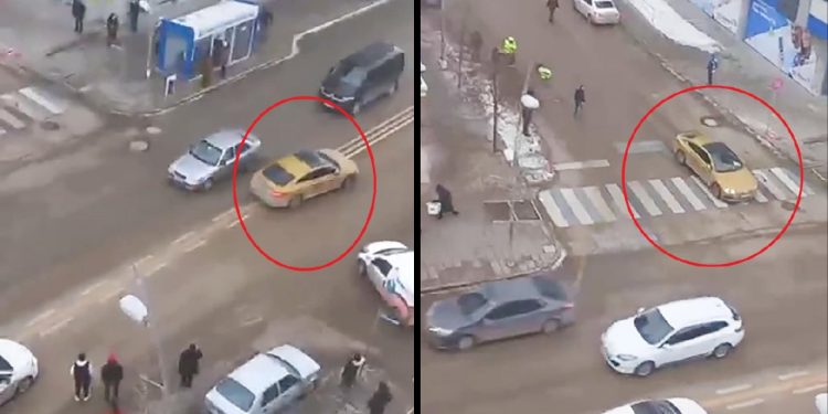 Taksisini bağlamak isteyen polisi metrelerce sürükledi